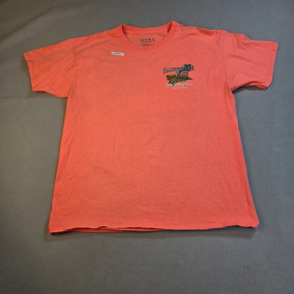 Rainforest Cafe Walt Disney World Orlando T Shirt Mens L Coral Orange